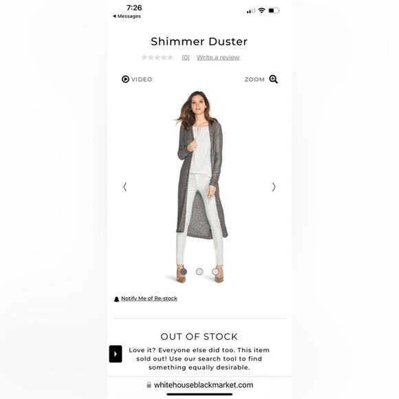 WHBM Metallic Shimmer Duster Sweater Size Small - Picture 4 of 13